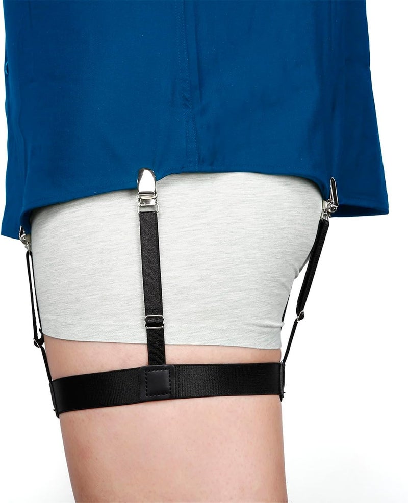 Kedofe Men Shirt Stays Adjustable Elastic Shirt Garter Shirts Holder with Non-slip Locking Clamps for Police Military - Image 3
